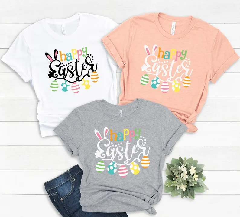 

Happy Easter Shirt Easter Bunny Easter For Woman Carrot 100% Cotton Fashion Streetwear harajuku Short Sleeve Top Tees O Neck y2k
