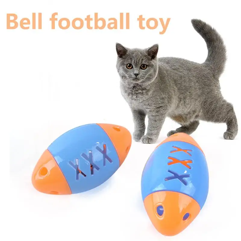 

2PCS Cat Ball Toy Plastic Rugby Small Kitten Chase Toy Interactive Cat Bell Ball Cat Toy Hollow Out Cat Toys For Kitten Pets