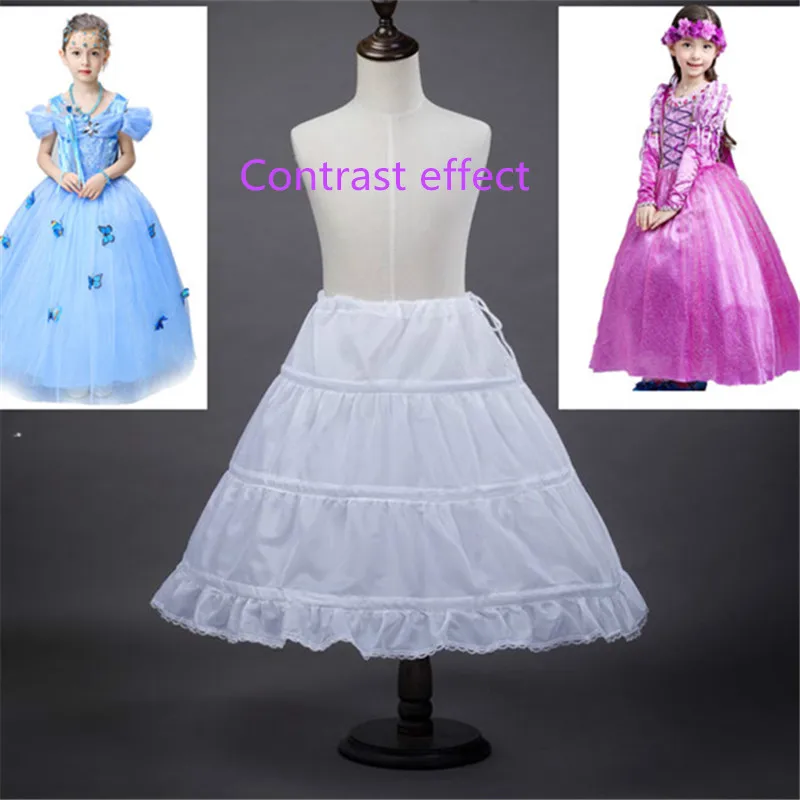 White Children kids Petticoat A-Line 3 Hoops One Layer Kids Crinoline Lace Trim Flower Girl Dress Underskirt Elastic Waist-petticoat skirt,petticoat underskirt,flower girl underskirt