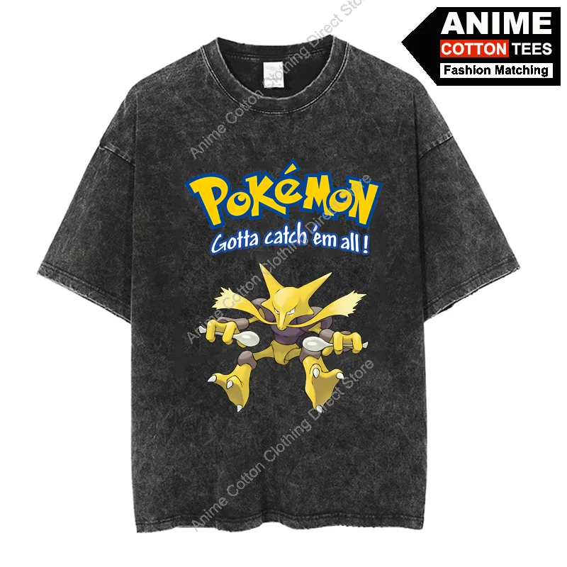 

Pokémon Alakazam T Shirt Cartoon Anime Pokemon Cute Elf Print Clothes Y2k Harajuku Casual Unisex Oversized T-shirt Cotton Tees