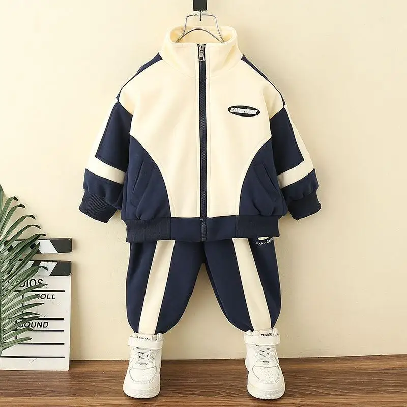 

Autumn Winter Children Clothing Warm Suits Kids Clothes Boy Long Sleeve Zipper Patchwork Jacket Pant Outfits 2 3 4 5 6 7 8 9 10Y