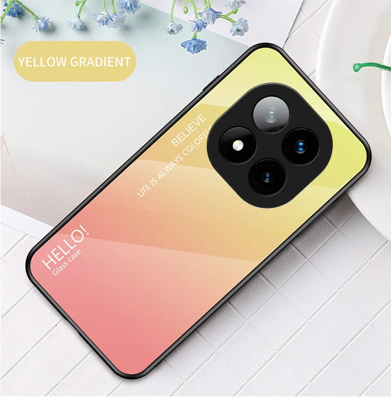 Gradient Tempered Glass Protective Glossy Back Cover Case
