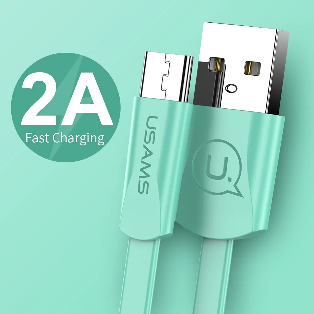 

USAMS 3pcs U2 1.2m 2A Flat USB A For iPhone Type C Micro USB Phone Cable For iPhone Huawei Xiaomi Samsung Data Sync Cable