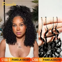 Extensions de cheveux humains bouclés afro kinky birmanes, pré-séparées, sans nœuds, pour crochet, effet plume, 100 % cheveux humains 1