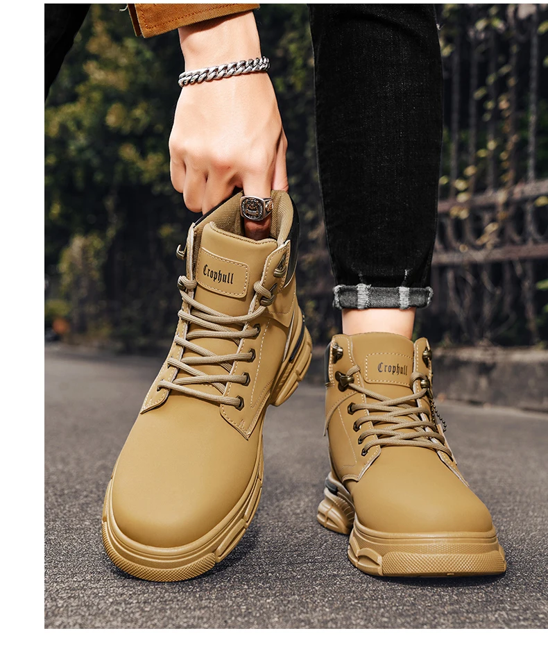 CYYTL Mens Boots Casual Winter Shoes Platform Leather Outdoor Designer Luxury Work Safety Ankle Sneakers Chelsea Cowboy Tactical