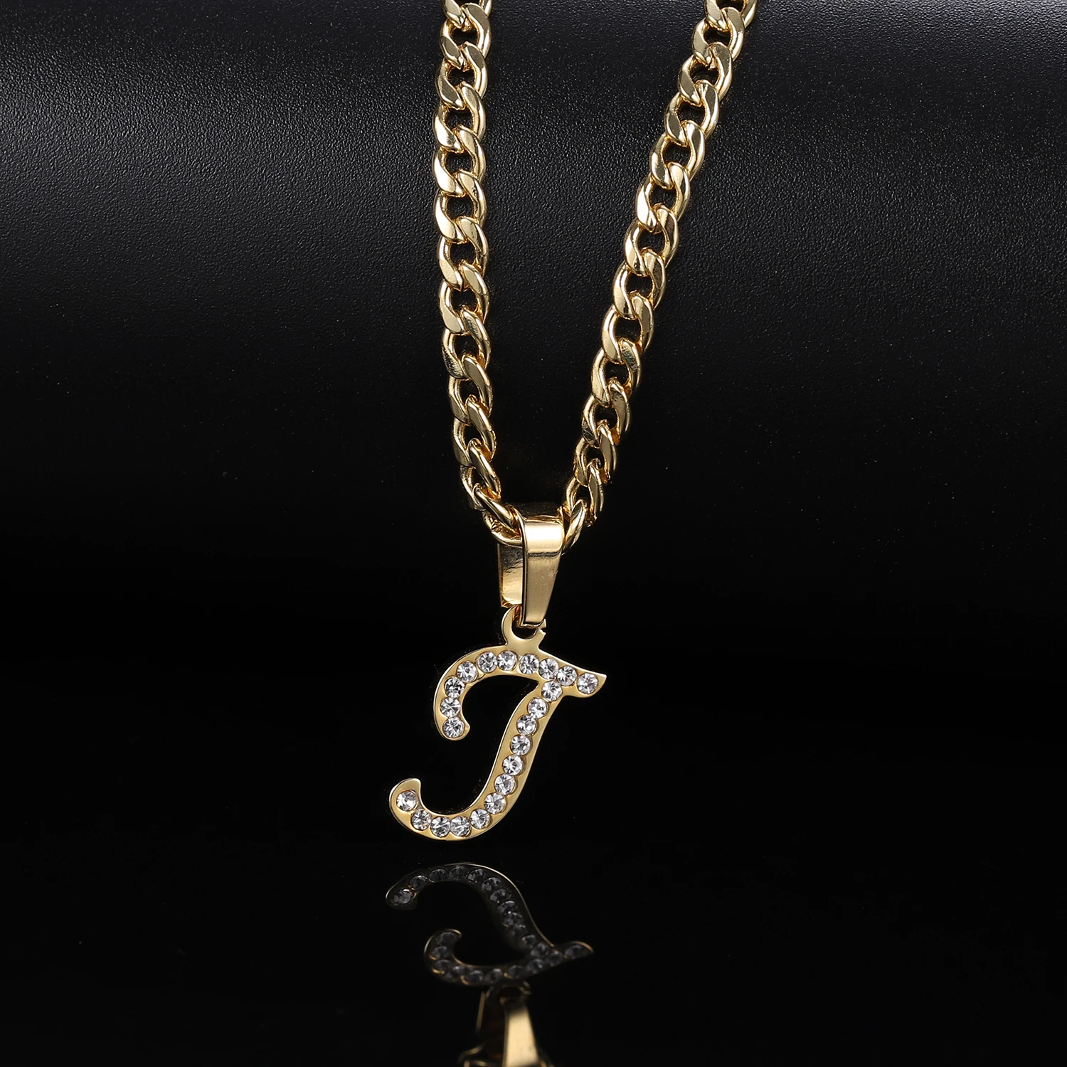 Personalized Initial A-Z Letter Stainless Steel Necklace & Pendants Bling Jewelry Iced Out Necklace Custom Choke For Women Gifts