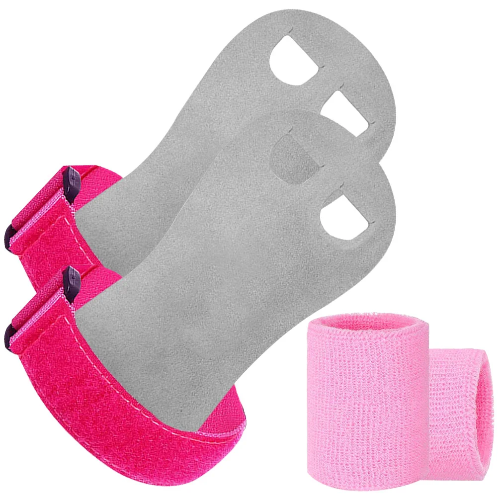 4Pcs Palm Wrist Set Gymnastics Grips Weightlifting Straps Adjustable Pink Women Wristbands Lifting Protector Youth Kids Gloves