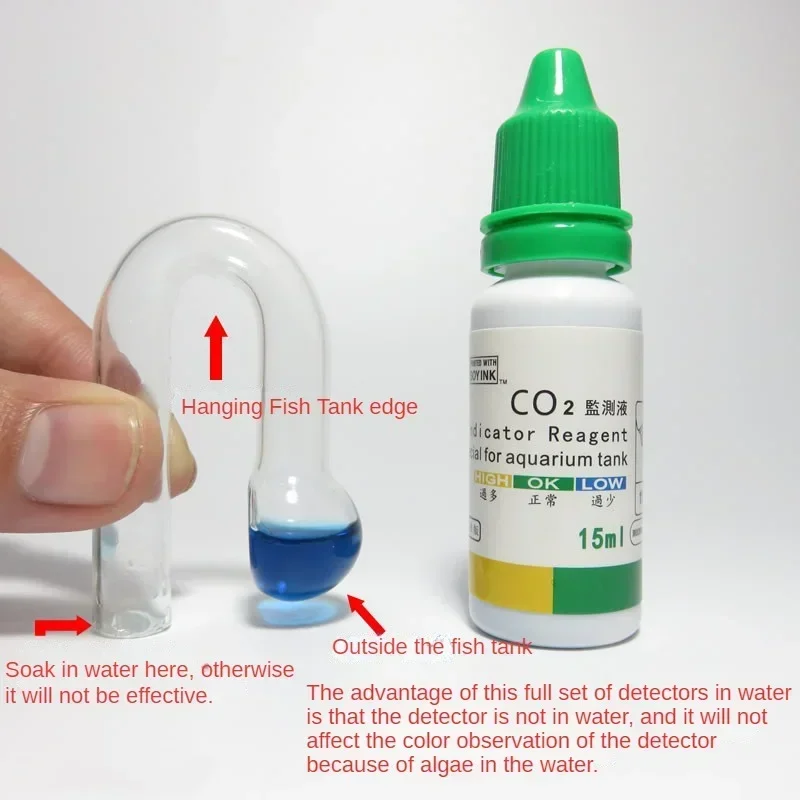 Aquarium CO2 Indicator Solution 15ml Fish Tank Long-Term Monitor CO2 Test PH Liquid ForAquatic Plants Used with Drop Checker co2 indicator solution