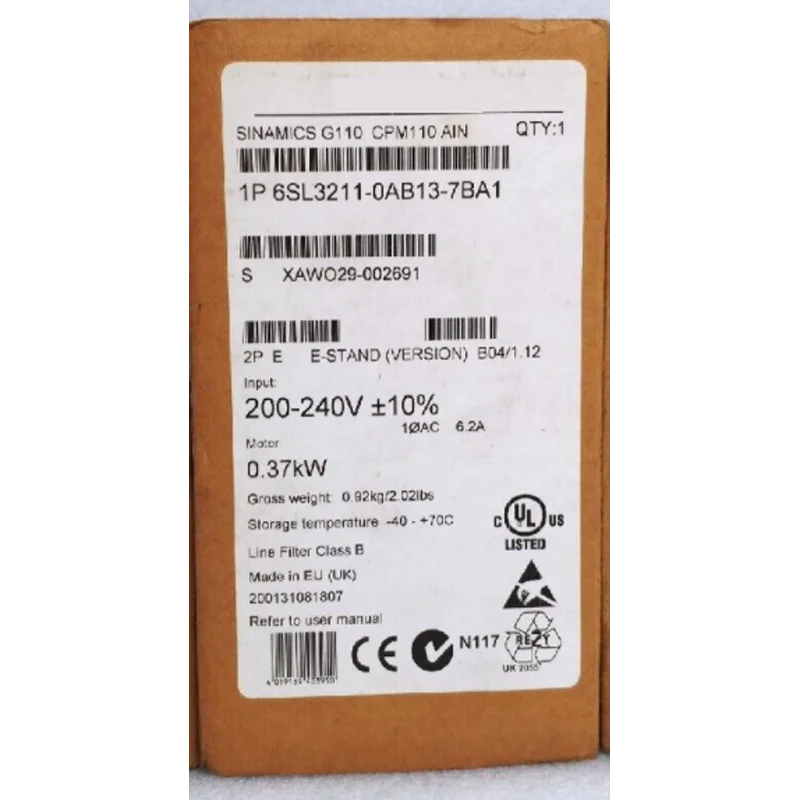 

1 шт. Оригинальный Инвертор 6SL3211-0AB13-7BA1, Новый в коробке