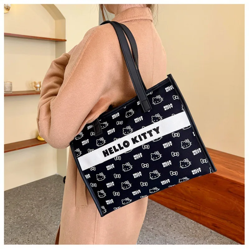 Sanrio hello kitty Handbag Girl Canvas Shoulder Bag cute cosmetic bag Travel Storage Bag Fashion Tote Bag Makeup Bag Wash Bag 5