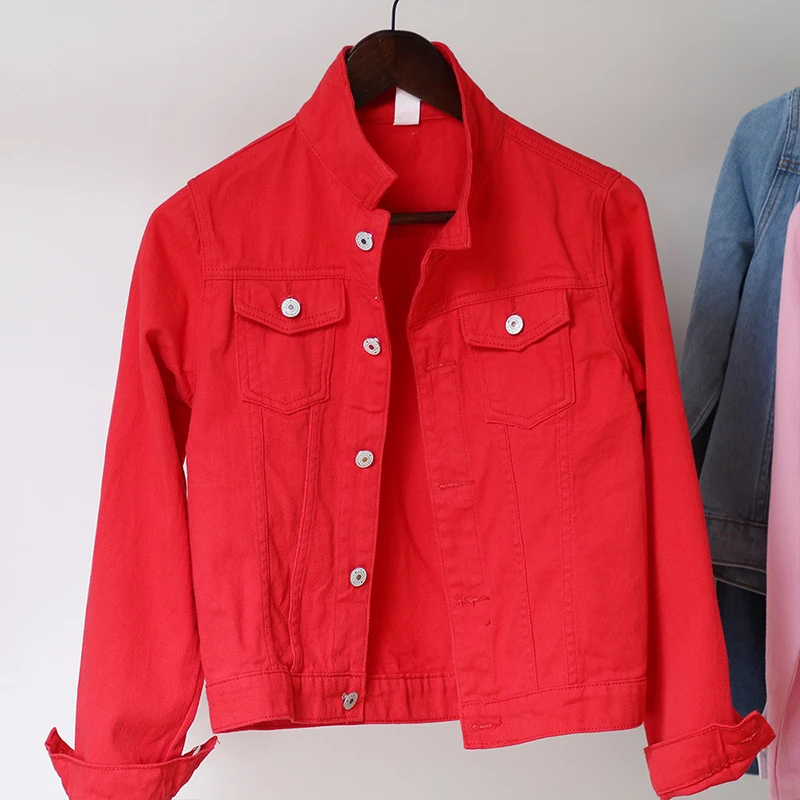 새로운 여성 데님 재킷 봄, 가을 2022 캐주얼 짧은 데님 재킷 여성 한국어 버전 솔리드 컬러 재킷 의류