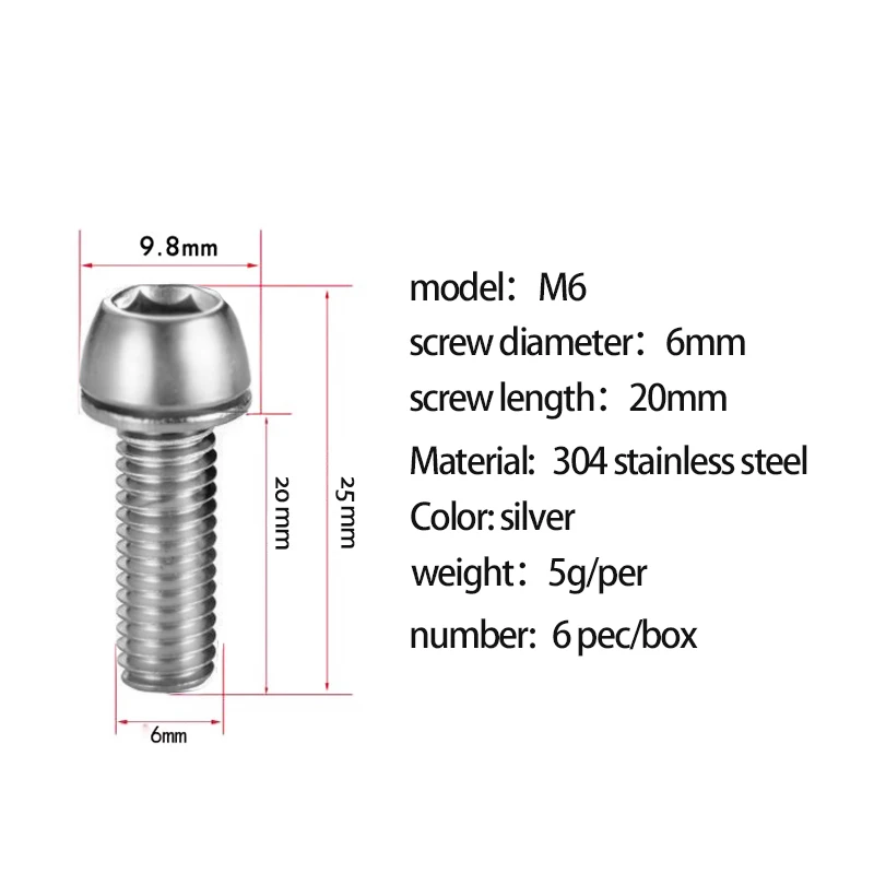 Description Picture 6 of itemHASSNS Mtb Power Screws M5*18/20MM M6*18MM Bicycle Stem Bolts Mountain Bike Table Bolts Bridge Screws Cycling Stainless Steel