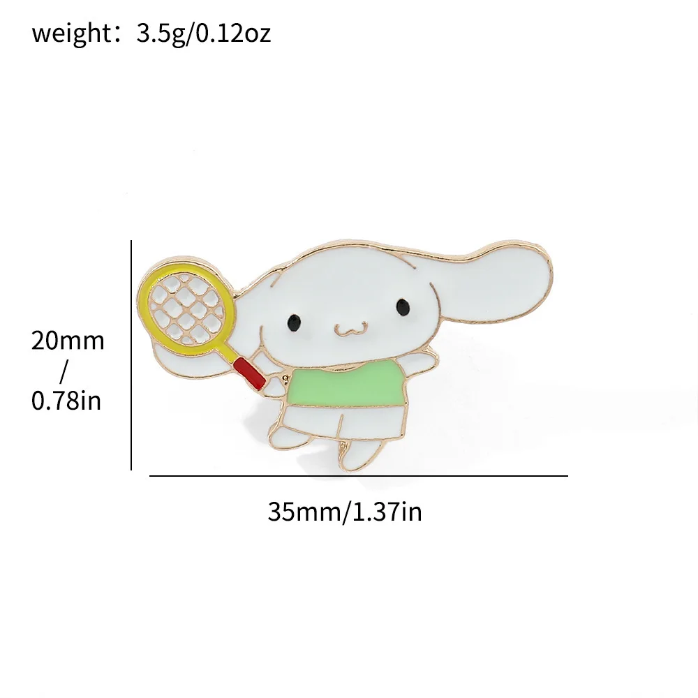 Niedliche Badminton-Brosche Hello Kitty Kulomi Emaille-Anstecknadel Pochacco Metall-Abzeichen Rucksack-Kleidungs-Schmuck Festival-Geschenk
