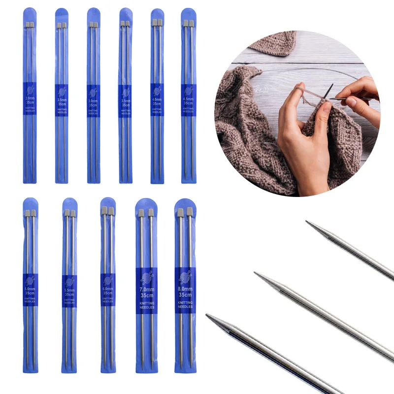 22pcs Knitting Needle Set 2mm(b)8mm(l) Straight Single Pointed