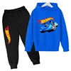 3-13 Years Boys Girls Hot Wheels Kids Spring Autumn Casual Tracksuits Pullover Hoodie+Pants Suits Children Clothes Sets