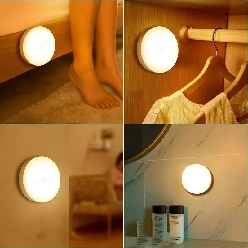Motion Sensor Lights LED Night Light USB Rechargeable For Kitchen Cabinet Wardrobe Lamp Staircase Wireless LED Closet Lights