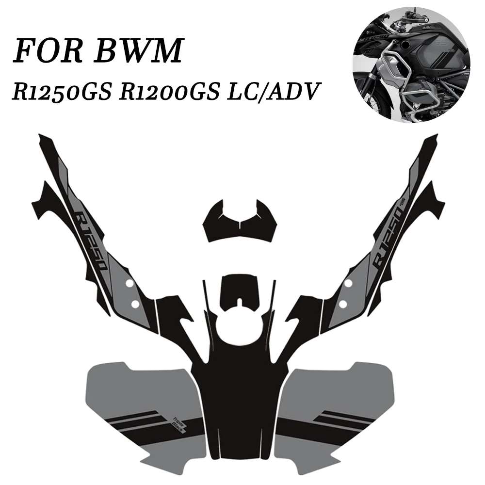 For BMW R1250GS Adventure R1200GS ADV R 1250 GS R 1200 GS   Black Motorcycle Decal Kit Gas Tank Pad Protection Decals 2014-2022