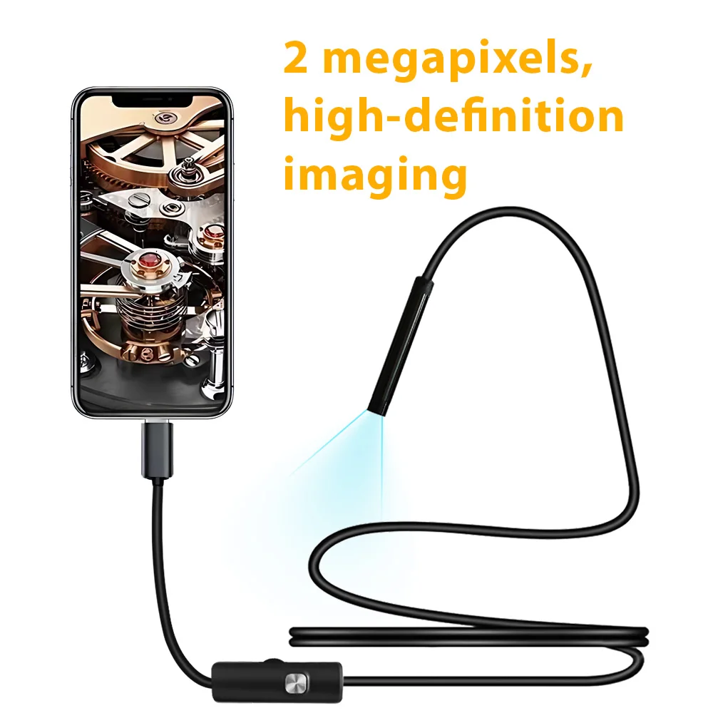 كاميرا بوريسكوب كابل بعدسة 5.5 ملم 3 في 1 منظار USB صغير من النوع c 6 فحص مقاوم للماء LED