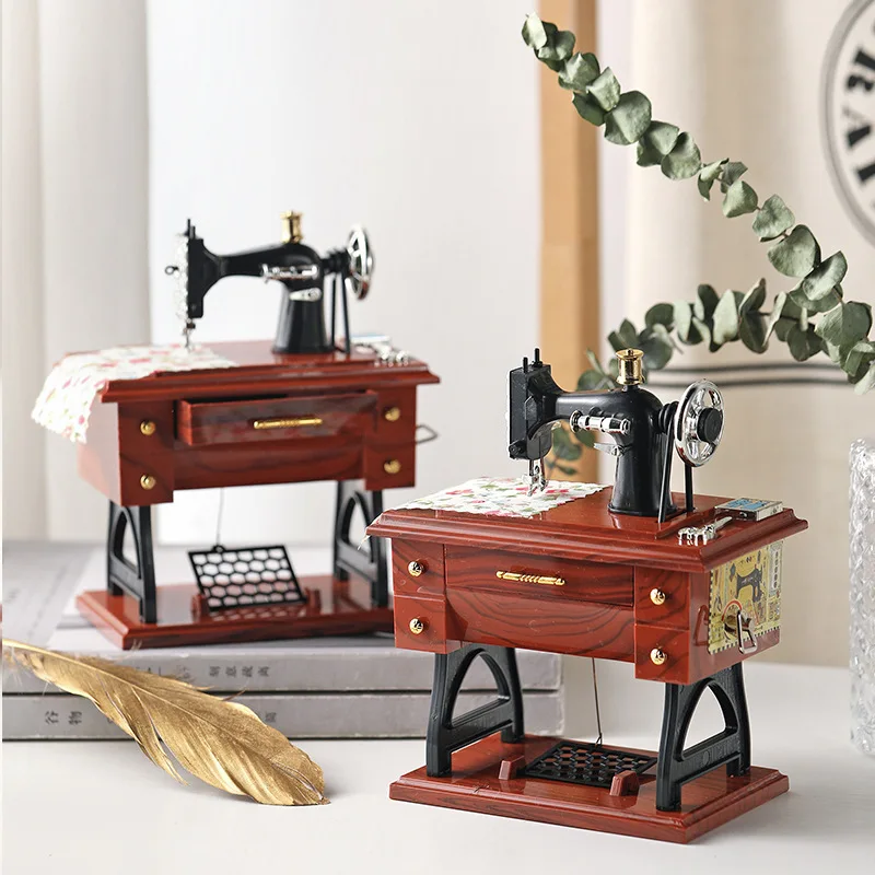 1pcs Mini Sewing Machine Music Box, Music Model Box, Plastic Decorat , Small Gifts for Couple and Friend for Kids Decoration 3