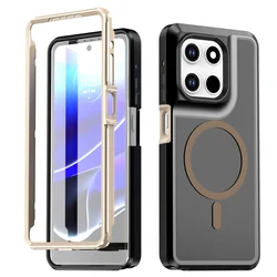 Rugged Dustproof Anti - Drop Outdoor Case with Magnetic Wireless Charging Compatibility for Moto G Power 2025 (Black gold)