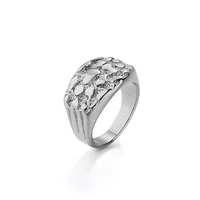 1PC Stainless Steel Mens Nugget Ring Hip Hop Fashion Jewelry Gifts 2