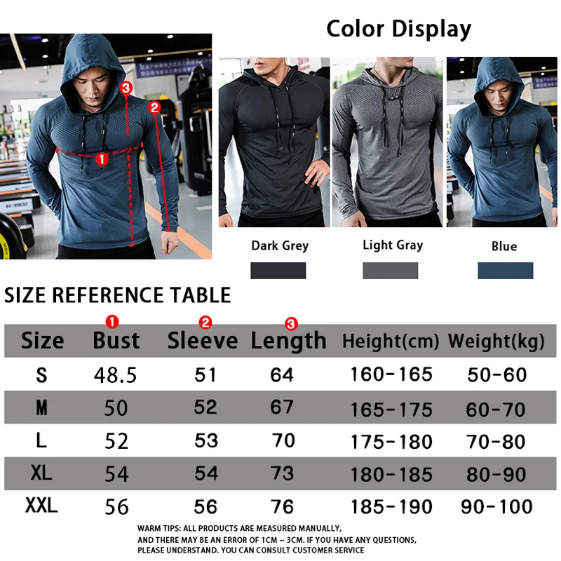 Mens Fitness Tracksuit Running Sport Hoodie Gym Joggers Hooded Outdoor Workout Athletic Clothing Muscle Training Sweatshirt Tops 5