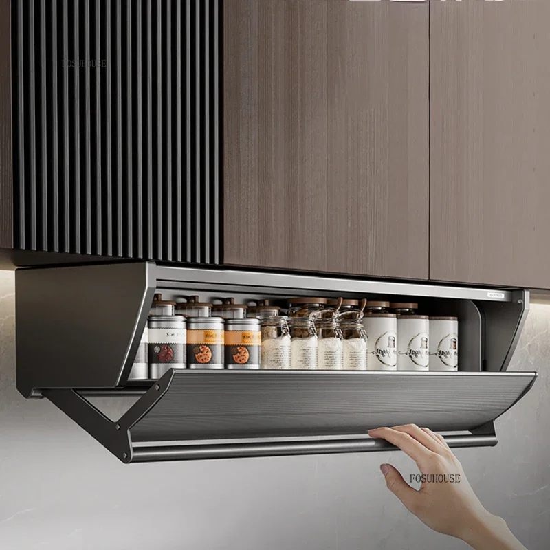 Nordic Minimalist Kitchen Cabinets Home Drop-down Wall Cabinet Kitchen Furniture Multi-functional Small Folding Storage Cabinets