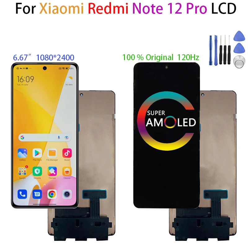 Amoled Original For Xiaomi Redmi Note 12 4G 5G LCD Display Screen Touch  Panel Digitizer For Redmi Note 12 Pro 12 Pro Plus Frame