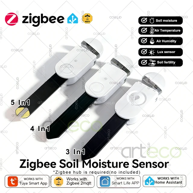 Zigbee Soil Tester Moisture Fertility Humidity Temperature Meter Luminance Sensor Home Automation For Tuya Smart Life Z2MQTT