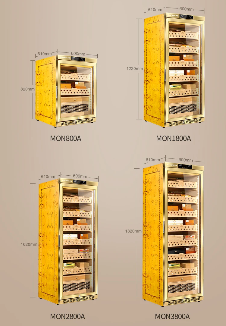 Compressor Spanish Cedar Electronic Humidor Fridge for Cigar Aging