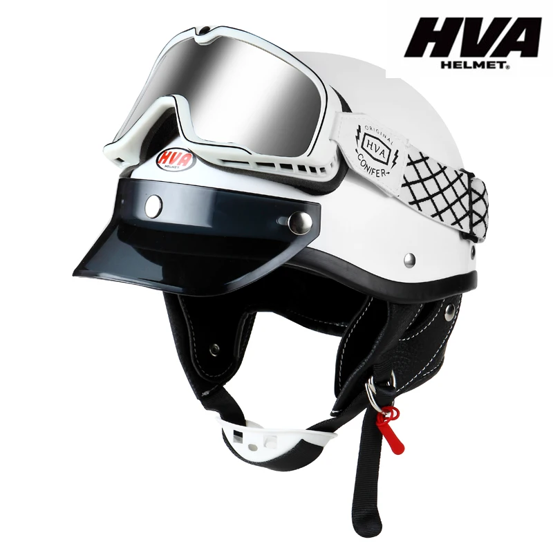 Hva Open Face Motorcycle Helmet 1/2 Jet Low Riding Safety Helmet Cafe
