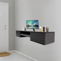 Floating Desk with Pull Out Drawer, Wall Mounted Laptop Computer Write Study Table Multifunctional Workstation Office Organizer 2