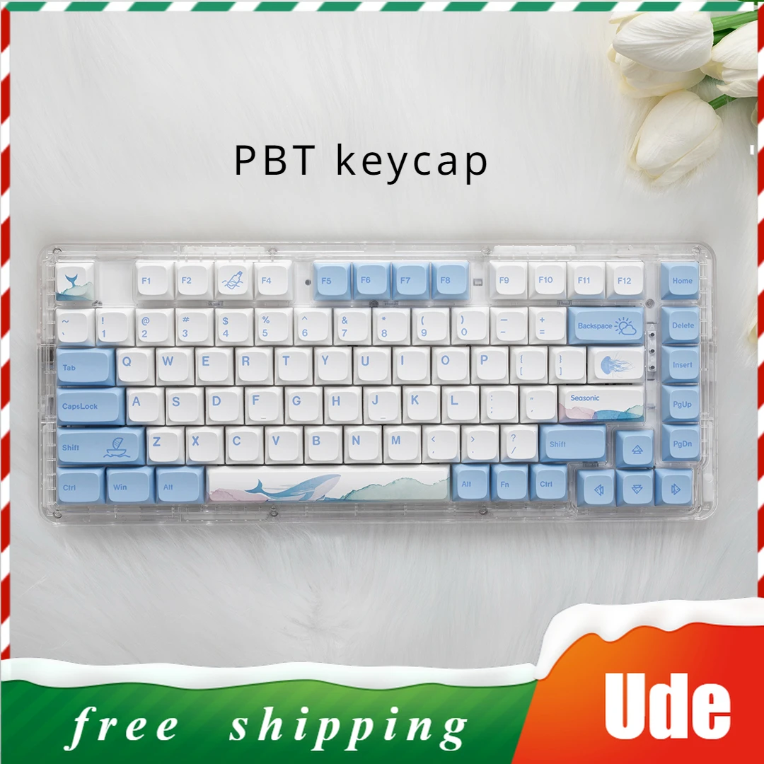 

Original PBT Keycap Dye-sublimation Blue White Ocean Whale Theme for MX Switch Mechanical Keyboard 133 Keys XDA Canned Key Caps