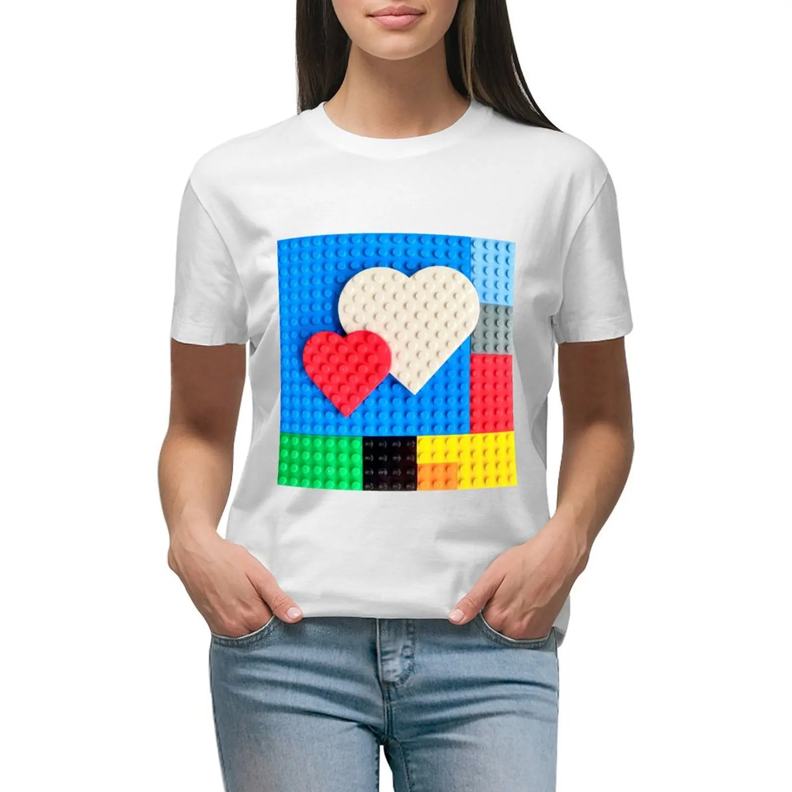 

Heart Plates T-shirt graphics plus size tops oversized Women's t-shirt