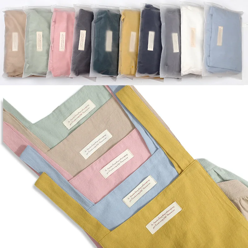 Literary Cotton and Linen Apron Korean Version Retro Kitchen Flower Shop Art Painting Work Clothes Apron