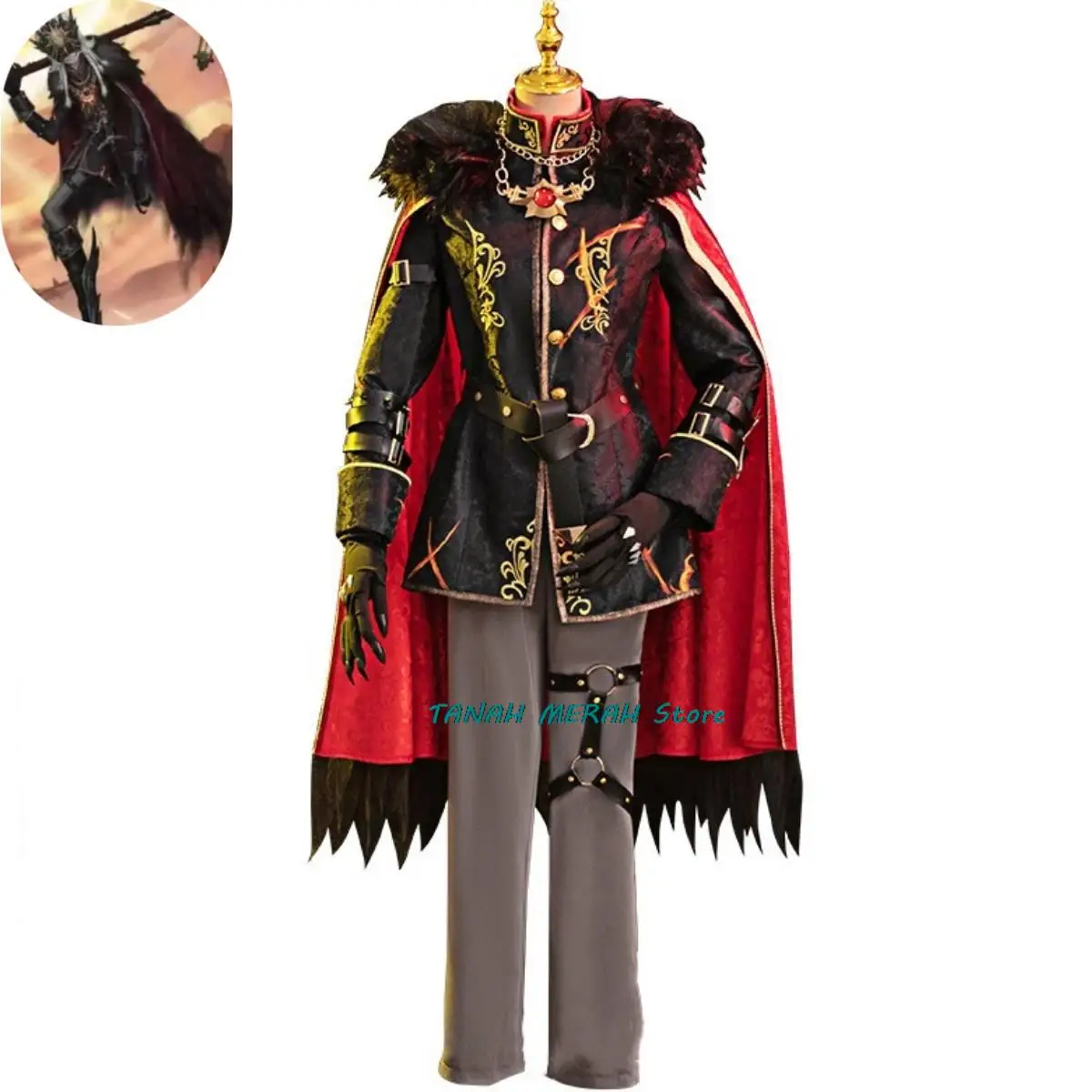 

Anime Game Identity Ⅴ Morningstar Night Watch Cosplay Costume Morningstar Ithaqua Wig Fur Collar Cloak Uniform Man Carnival Suit