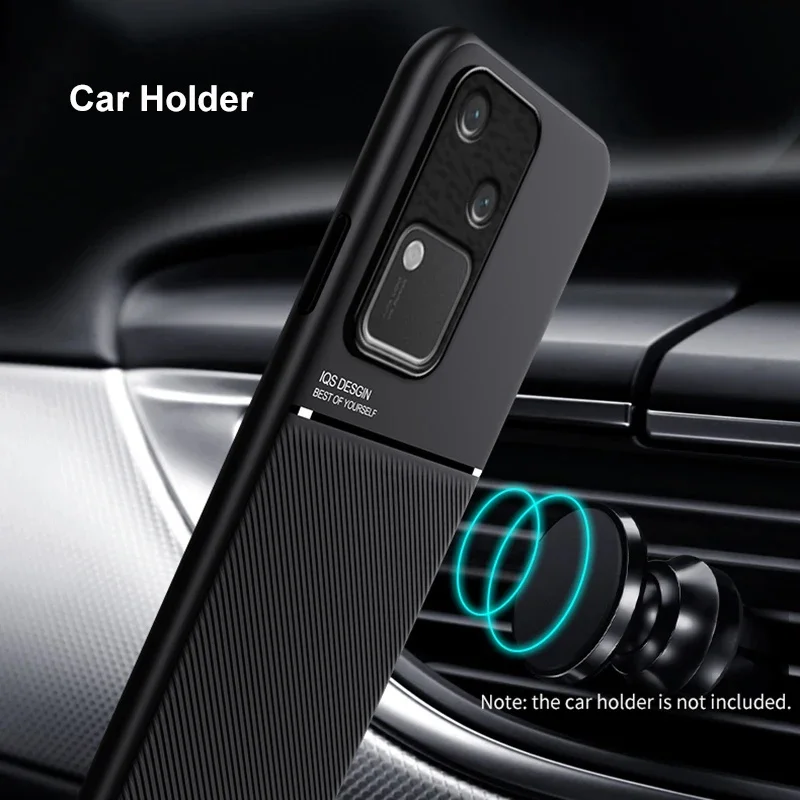 Rugged Non-Slip Shockproof Phone Case with Magnetic Car Holder Attachment
