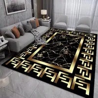Nordic Black Gold Carpets Living Room Marble Sofa Large Area Rug Entrance Non-slip Door Mat Kitchen Hallway Balcony Decor Rugs 2