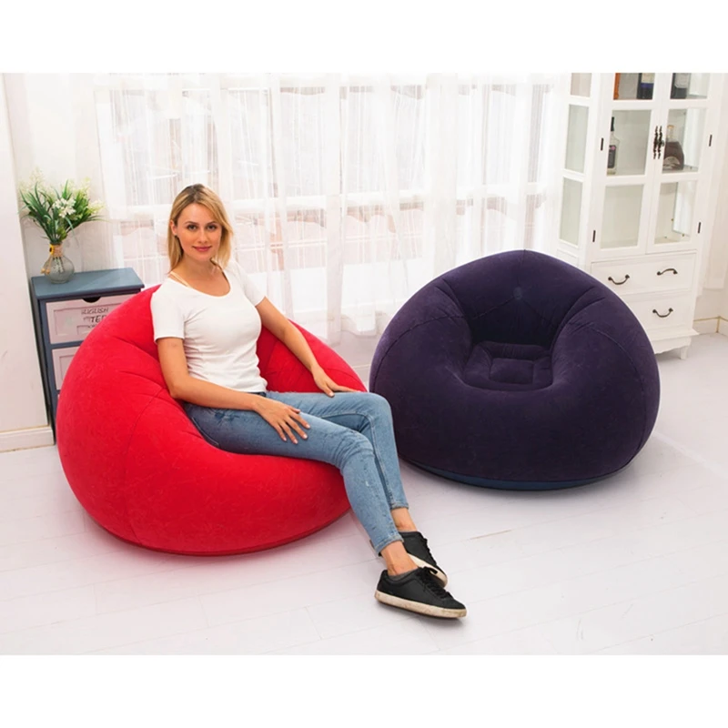 【CLEARANCE】Large Inflatable Sofa Chair Bean Bag Flocking PVC Garden Lounge Beanbag Outdoor Furniture Camping Backpacking Bags