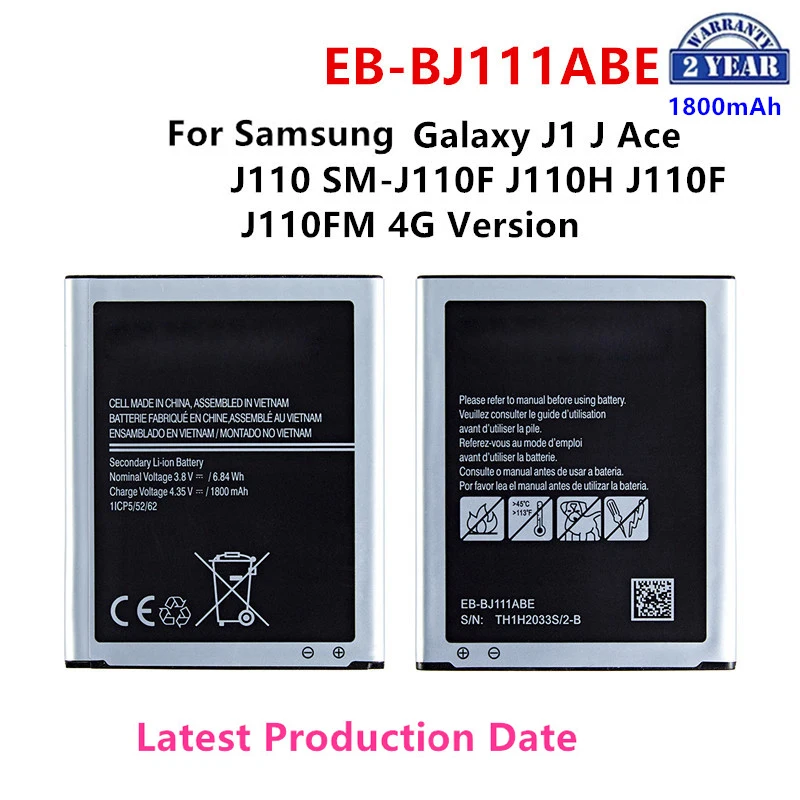 

Brand New EB-BJ111ABE 1800mAh Battery For Samsung Galaxy J1 J Ace J110 SM-J110F J110H J110F J110FM 4G Version