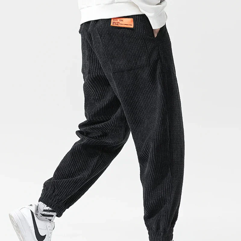 Baggy Corduroy Sweatpants Men Solid Color Casual Autumn Winter Tech Fleece Sport Loose Joggers Harem Pants Male Long Trousers 3