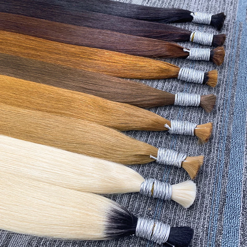 Extensão em massa do cabelo loiro para trança, 100% Real Virgem Cabelo Humano, tecelagem, não transformados, sem trama, cabelos lisos, 10a, 1b, 613