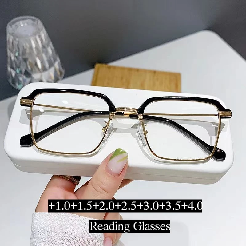 

Men Women's Business Reading Glasses Transparent Anti-blue Light Far-sighted Presbyopia Classic Half Frame HD Lens Eyeglasses