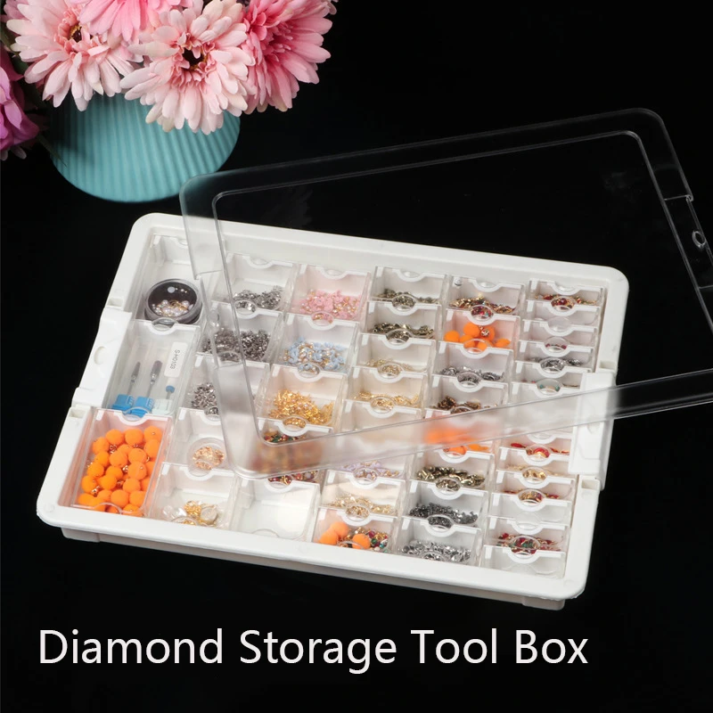 42/50/78Grids Diamond Painting Embroidery Accessories Bead Organizer Cross Stitch Resin Rhinestone Beads Storage Case Container