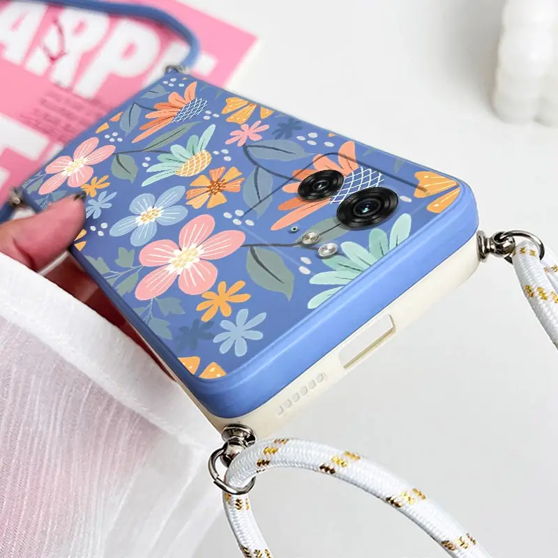 Blooming Season Crossbody Lanyard Silicone Phone Case - EDGE40 Series