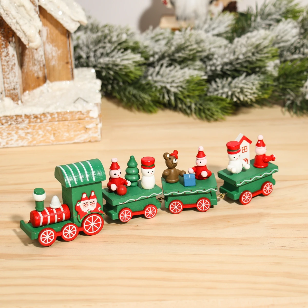 LEZED Decorazione di Natale Legno Treno Ornamenti Giocattolo Mini Treno Ornamenti Regalo per Bambini Giocattolo a Tema Natalizio Treno per laccogliente Atmosfera Natalizia Rosso 