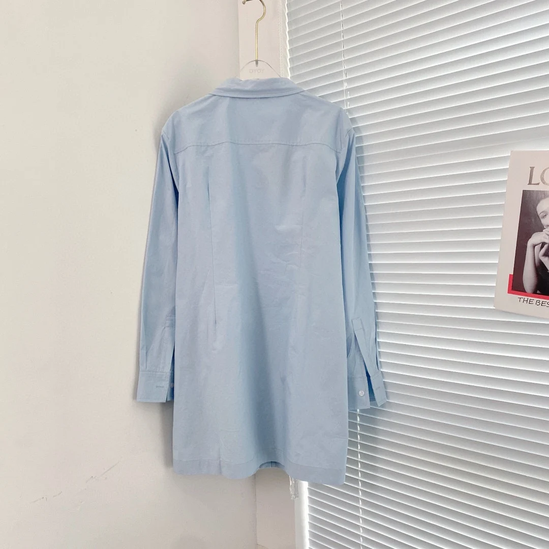 

Blue lapel shirt dress for early spring waiting fashion grace Soft and comfortable Trendy brands Versatile Girlish style sweet