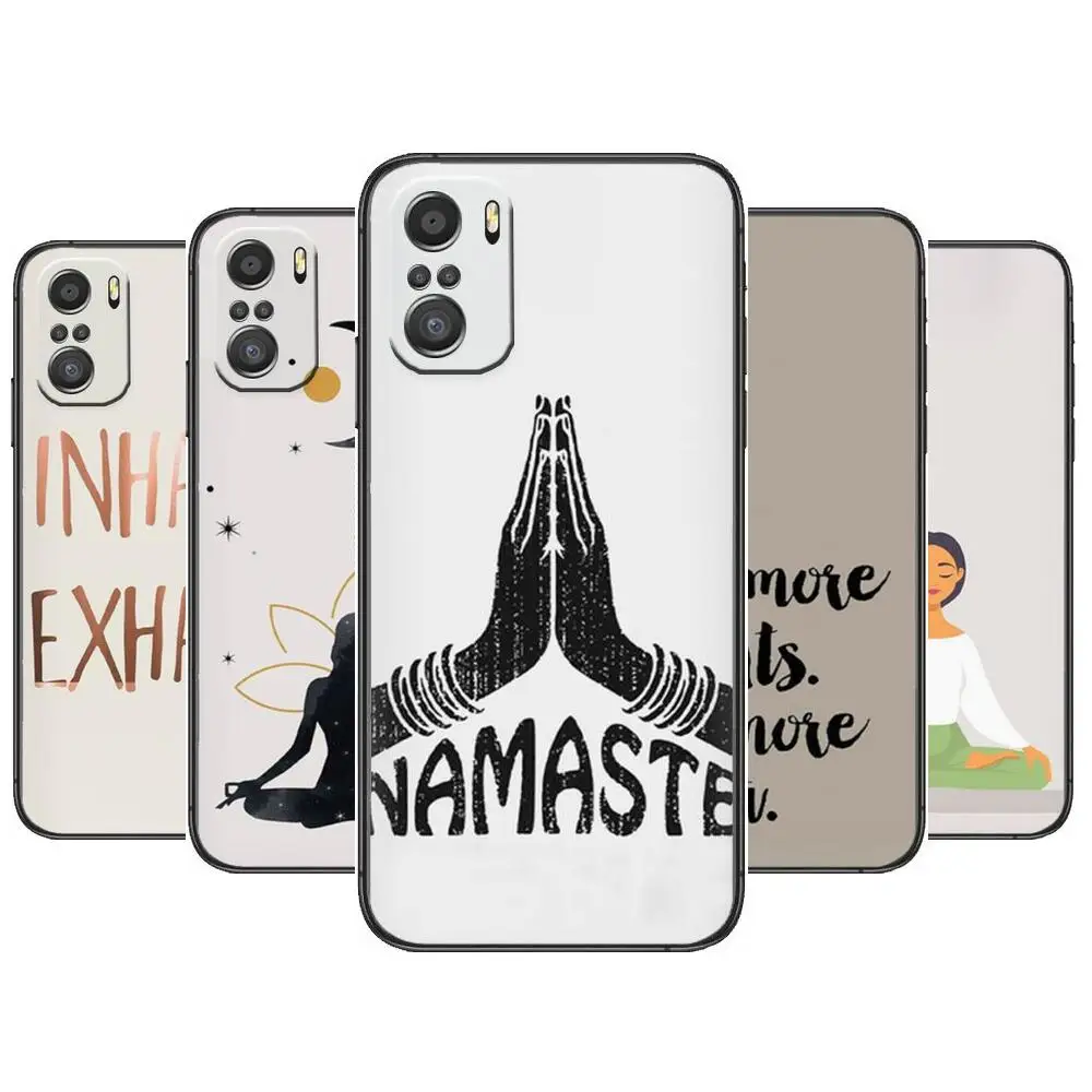

Hot Sell Yoga Namaste Phone Case For xiaomi redmi 11 Lite pro Ultra 10 9 8 MIX 4 FOLD 10T Black Cover Silicone Back Prett