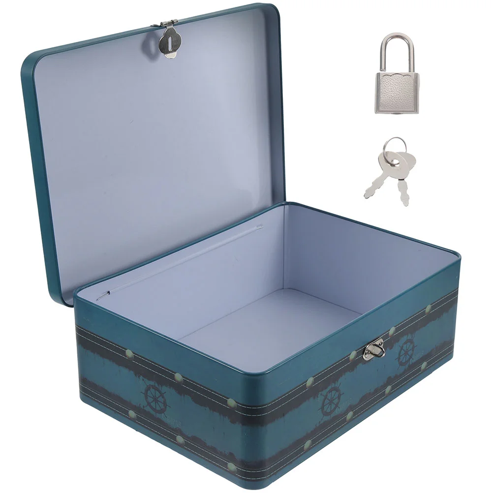 

Retro Tinplate Box Metal Box Multi-purpose Jewelry Boxes With Lock Trinket Organizer