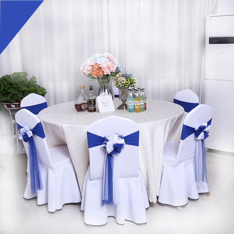 

1pc Spandex Chair Sash Elastic Chair Bow Tie Wedding Chair Knot For Wedding Party Decorations Hotel Banquet Sashes Wholesale